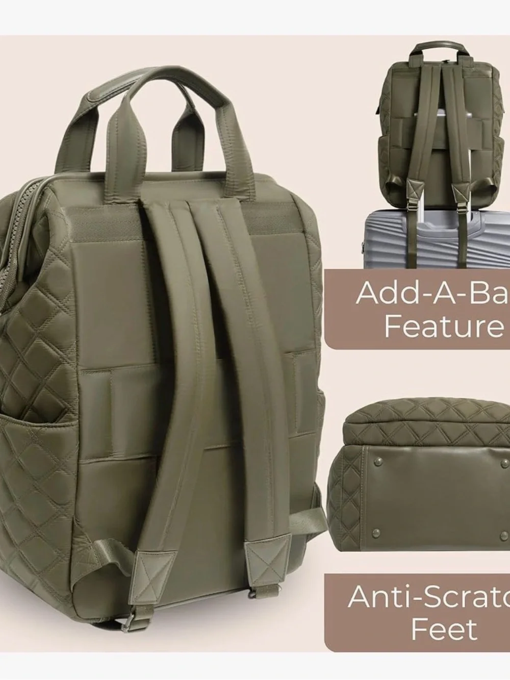 Quilted Olive Green Backpack Tote – Stylish Men’s Bag